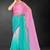 Pink & sky color hot fix siroski work crunchy pedding silk blend saree with banglori silk blouse