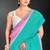 Pink & sky color hot fix siroski work crunchy pedding silk blend saree with banglori silk blouse