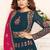 Teal Blue Georgette Embroidered Wedding Wear Designer Semi-Stiched Suit