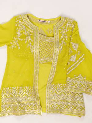 Georgette Embroidery Work Crop Top with Flared Palazzo and Shrug Set 6