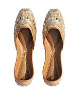 Gold mirror embroidered leather juttis