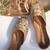 Gold mirror embroidered leather juttis