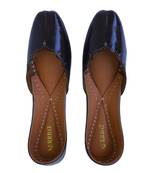 Blue solid leather juttis