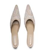 White beads embroidered Leather heels