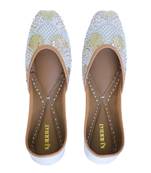 White sequin embroidered leather juttis