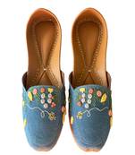 Blue floral embroidered Denim juttis