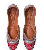 Red embroidered leather juttis