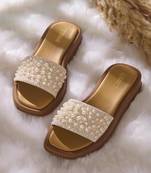 White embroidered leather Sandals