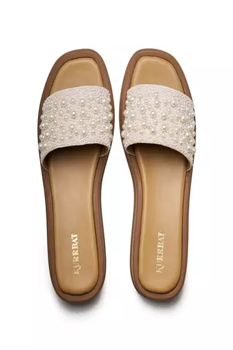 White embroidered leather Sandals