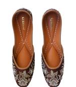 Brown floral embroidered leather juttis