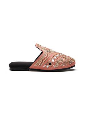 Pink mirror embroidered Leather mules 2