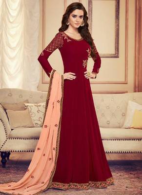 Red Georgette Embroidered Wedding Wear Designer Anarkali Suit 1