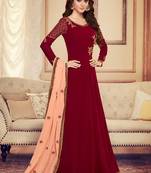 Red Georgette Embroidered Wedding Wear Designer Anarkali Suit