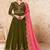 Mehendi Georgette Embroidered Wedding Wear Designer Anarkali Suit