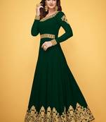 Green Georgette Embroidered Wedding Wear Anarkali Semi Stiched Suit