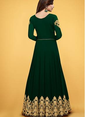 Green Georgette Embroidered Wedding Wear Anarkali Semi Stiched Suit 2