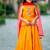 Yellow embroidered silk lehenga set