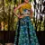 Blue printed chanderi lehenga set