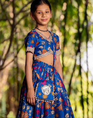 Blue printed cotton lehenga set 2