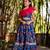 Blue printed chanderi lehenga set