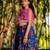 Blue printed chanderi lehenga set