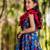 Blue printed chanderi lehenga set