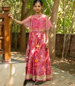 Pink printed cotton lehenga set