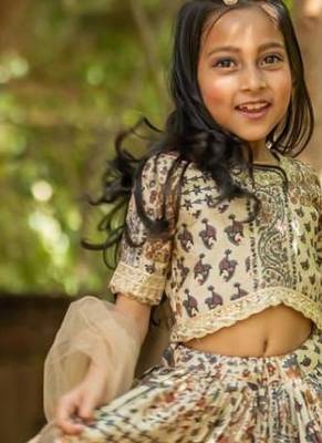 Multicolor printed chanderi lehenga set 4
