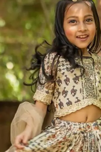 Multicolor printed chanderi lehenga set