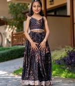 Black printed cotton lehenga set
