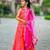 Pink printed chanderi lehenga set