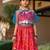 Red printed chanderi lehenga set