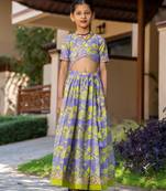 Purple printed chanderi lehenga set