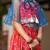 Red printed chanderi lehenga set