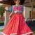 Red printed chanderi lehenga set
