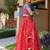 Red printed chanderi lehenga set
