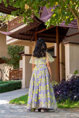 Purple printed chanderi lehenga set 2