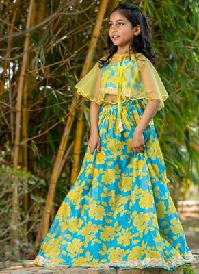 Multicolor printed chanderi lehenga set 2