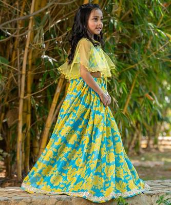 Multicolor printed chanderi lehenga set 4