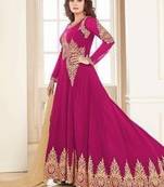 Rama Pink Faux Georgette Embroidered Wedding Wear Designer Anarkali Semi-Stiched Suit