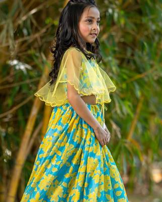 Multicolor printed chanderi lehenga set 5