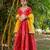Red printed chanderi lehenga set