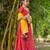 Red printed chanderi lehenga set