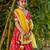 Red printed chanderi lehenga set
