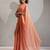 Peach color hand work zarkan with cutdana work border fendy silk two tone saree with blouse