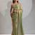 Pista color hand work zarkan with cutdana work border fendy silk two tone saree with blouse