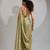 Pista color hand work zarkan with cutdana work border fendy silk two tone saree with blouse