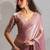 Pink color hand work zarkan with cutdana work border fendy silk two tone saree with blouse