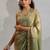 Pista color hand work zarkan with cutdana work border fendy silk two tone saree with blouse