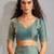 Ice blue color hand work zarkan with cutdana work border fendy silk two tone saree with blouse